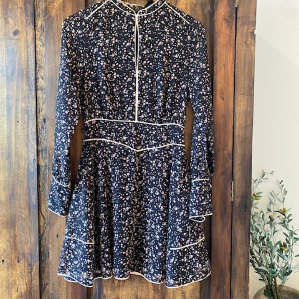All Saints Long Sleeve Floral Mini Dress